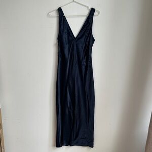Babaton Midnight Blue V-Neck Midi Slip Dress